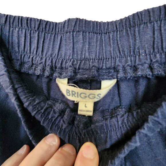 Briggs Womens Navy Blue Pull-On Elastic Waist Linen Pants Size L - Picture 3 of 3